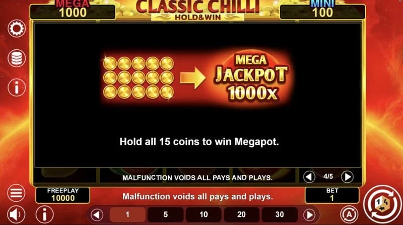Classic Chilli Hold & Win - হোল্ড রাউন্ডে স্টিকি সাইন